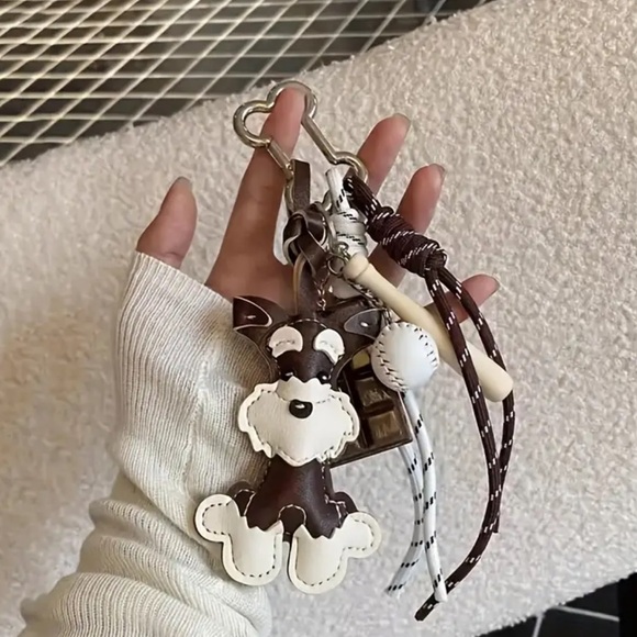 None Accessories - Bag Charm, Schnauzer Brown and White Key Holder, NEW